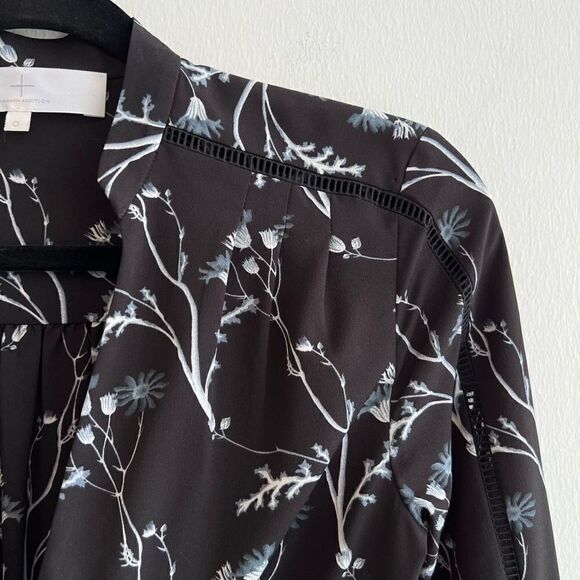 Thakoon Addition Dress Women's Size 0 Black Blue Floral Draped Elastic Waist - Picture 3 of 12